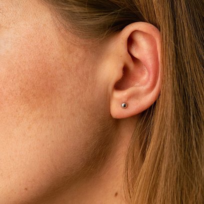 Серьги - пусеты "Шарики" в белом золоте (0.4 см) с07300 №9