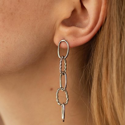 Срібні сережки - пусети "Свобода" (родій) 123306 №6