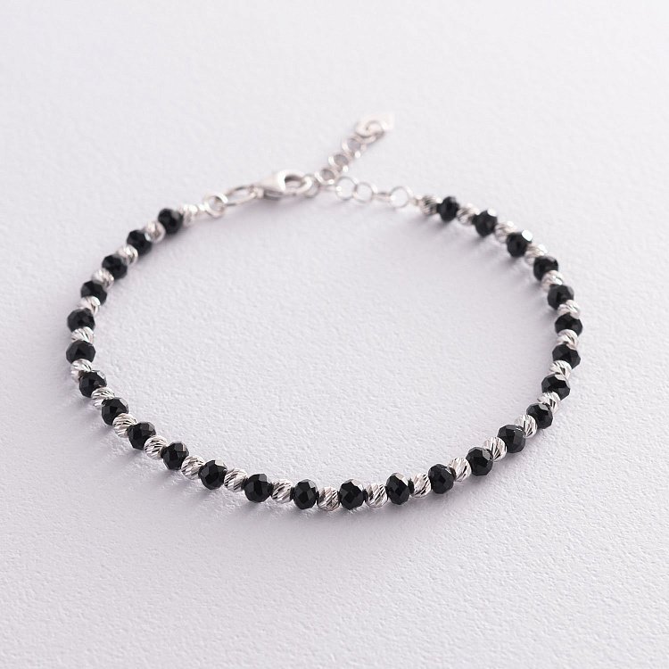 Срібний браслет Кульки з оніксом 141537 від ювелірного магазину Онікс
