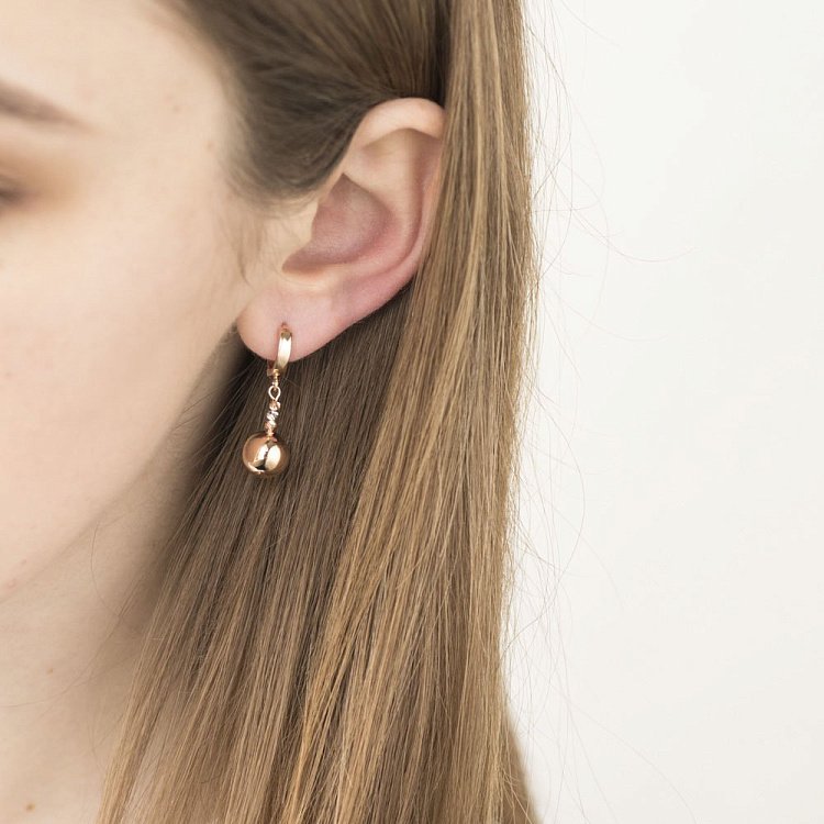 Золоті сережки з кульками (родій) с06117 від ювелірного магазину Онікс - 2