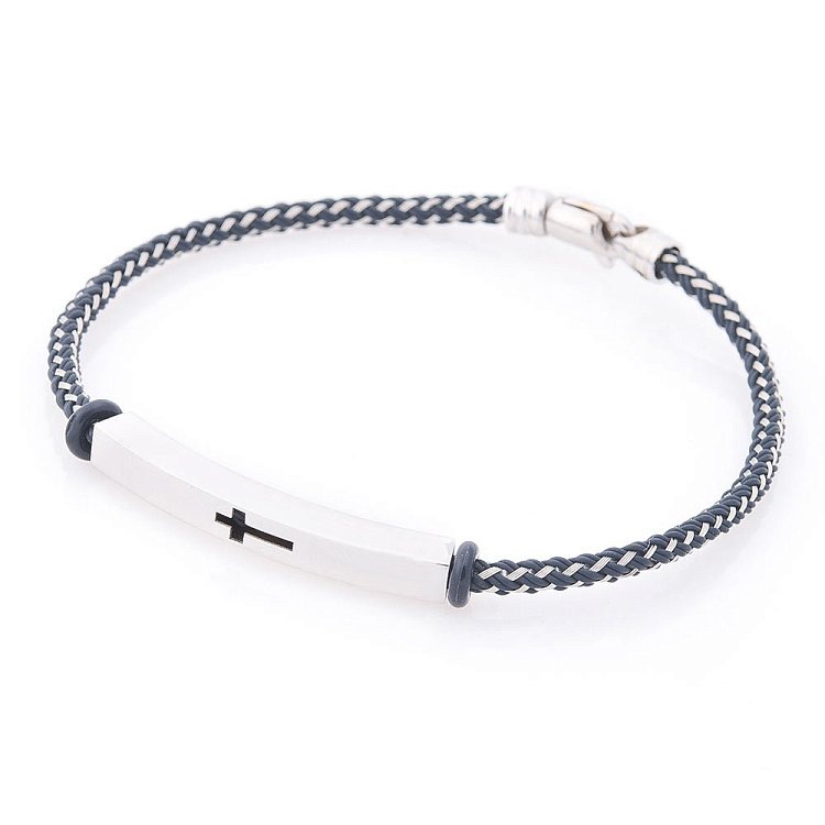 Браслет с металлизированым шнуром и золотыми вставками б04053 от ювелирного магазина Оникс