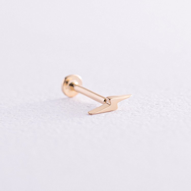 Одиночная серьга "Молния" в хрящ ушка (желтое золото) с07927 от ювелирного магазина Оникс - 4