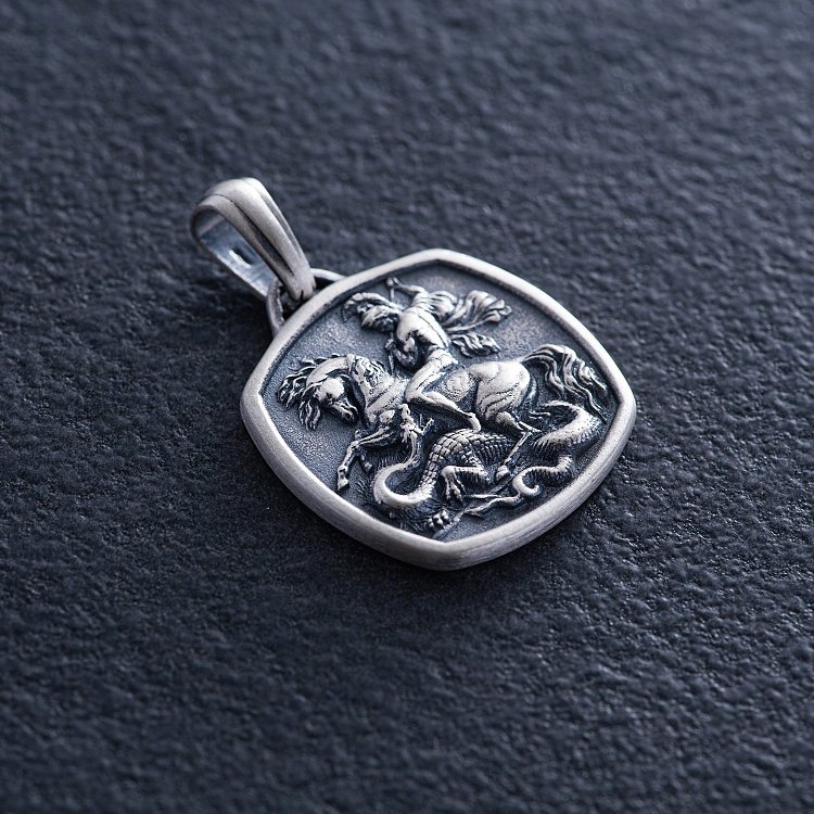 Срібний кулон "Георгій Переможець" (можливе гравіювання) 133189 від ювелірного магазину Онікс - 4