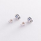 Срібні сережки-пусети з синт. сапфіром нано 6х8 121968 от ювелирного магазина Оникс - 3