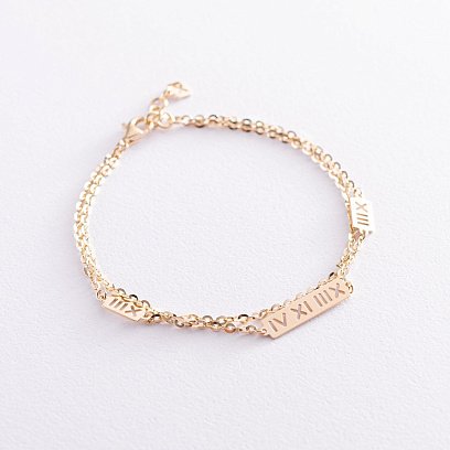 Браслет "Римські цифри" в жовтому золоті б04498