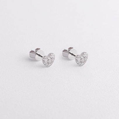 Золотые серьги - пусеты "Сердечки" (бриллианты) сб0606ri №2