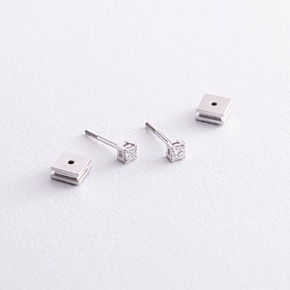 Золотые серьги - пусеты 2 в 1 с бриллиантами 327271121 №4