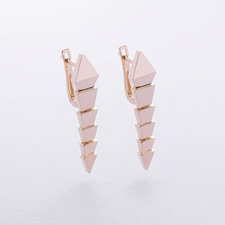 Сережки "Змії" у червоному золоті с08644 від ювелірного магазину Онікс