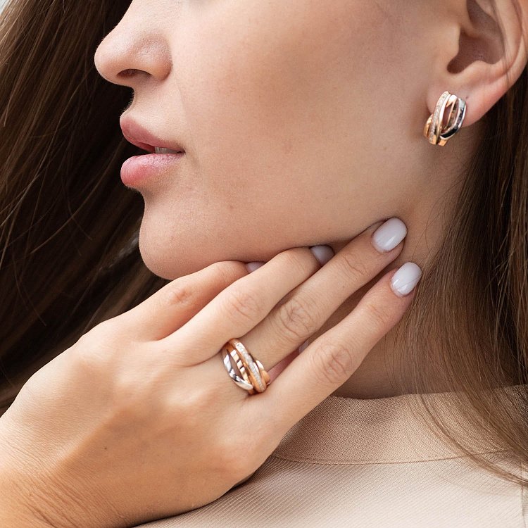 Золоті сережки з фіанітами с04498 від ювелірного магазину Онікс - 1