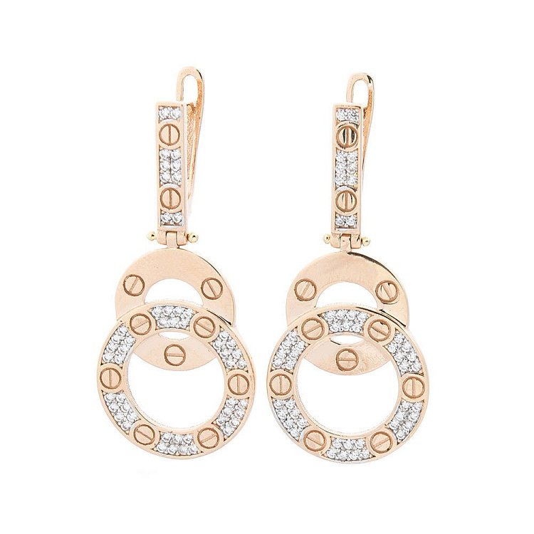 Золоті сережки з фіанітами с05334 від ювелірного магазину Онікс