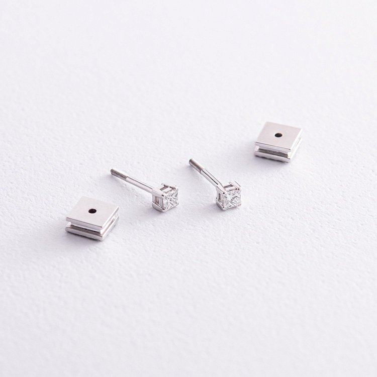 Золотые серьги - пусеты 2 в 1 с бриллиантами 327271121 от ювелирного магазина Оникс - 3