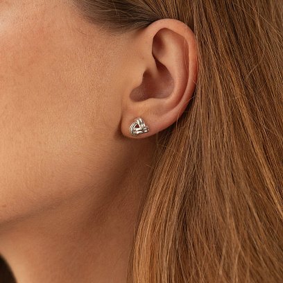 Серебряные серьги - пусеты "Сплетение" 122753 №5