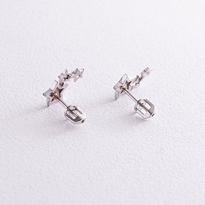 Сережки - пусети "Зірочки" у білому золоті с08000 №3