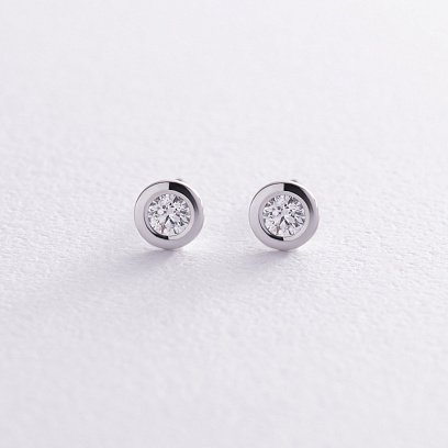 Золотые серьги - пусеты с бриллиантами 331171121 №3