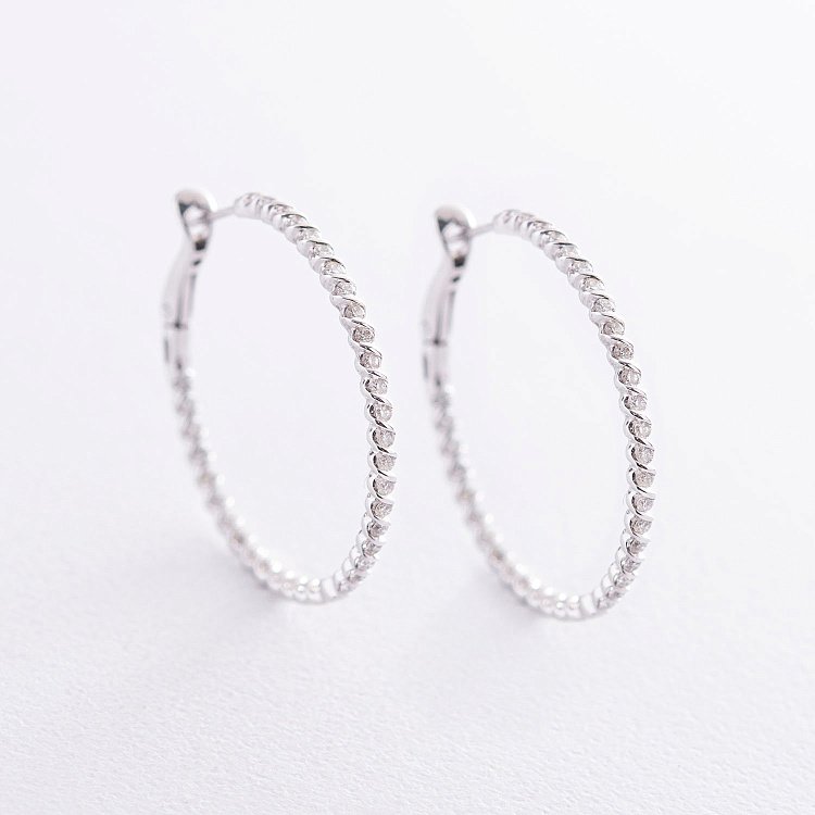 Золоті сережки - кільця з діамантами с581sl від ювелірного магазину Онікс