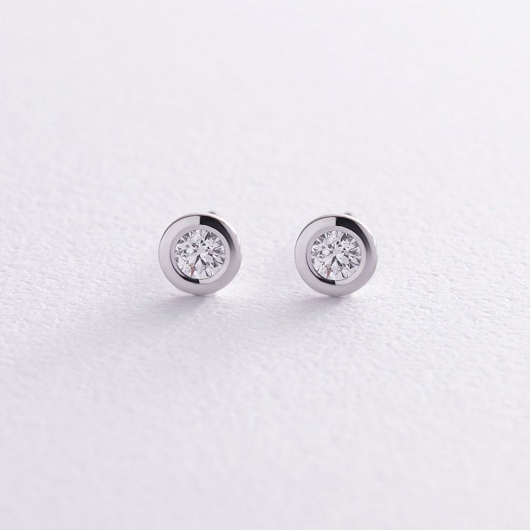 Золотые серьги - пусеты с бриллиантами 331171121 от ювелирного магазина Оникс - 2