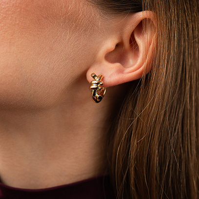 Сережки - кільця "Brigitte" у жовтому золоті с09561 №4