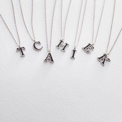 Срібне кольє з буквою Ю 18961ч №4