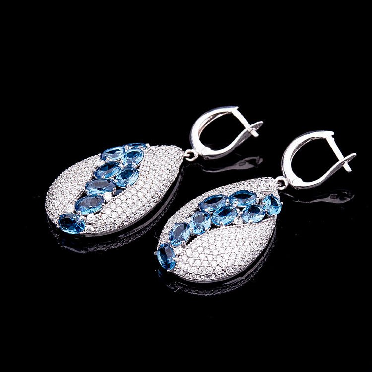 Серебряные серьги с им. кварца и фианитами 121290 от ювелирного магазина Оникс - 1