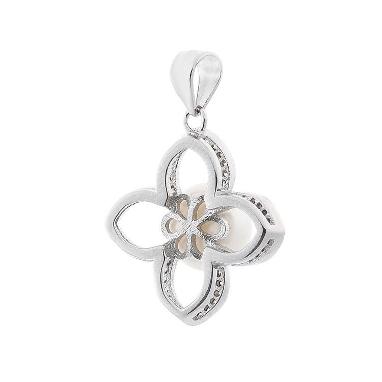 Срібний кулон "Конюшина" з культ. прісн. перлами і фіанітами 132283 від ювелірного магазину Онікс - 1