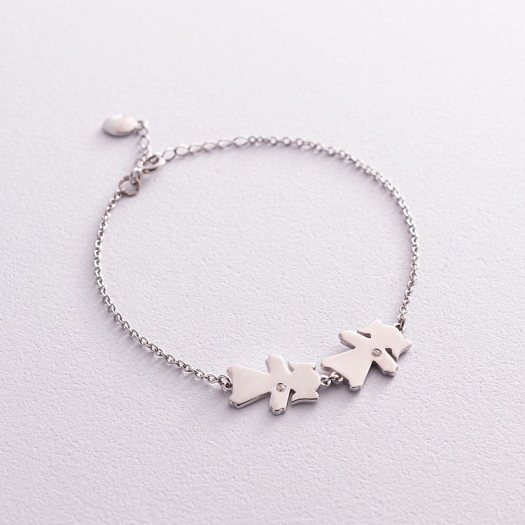 Серебряный браслет "Две девочки" (возможна гравировка) 2083 от ювелирного магазина Оникс