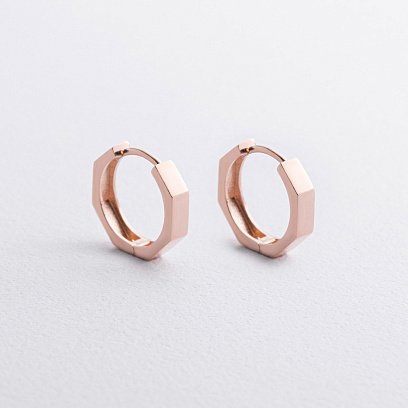 Серьги - кольца "Madison" в красном золоте с09326