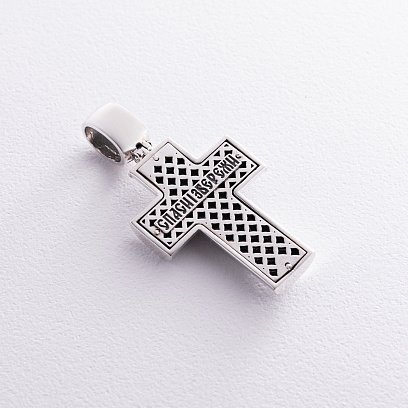 Срібний хрест "Розп'яття. Спаси і Збережи" кду-21 №6
