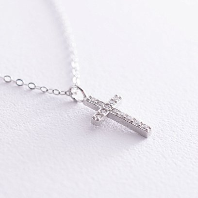 Кольє "Хрестик" в сріблі з фіанітами 18833 №3