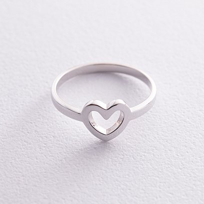 Кольцо "Сердечко" в белом золоте к07394 №9