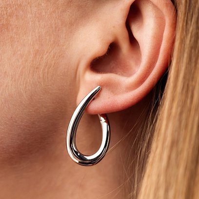 Сережки "Крапельки" у білому золоті с08749 №4