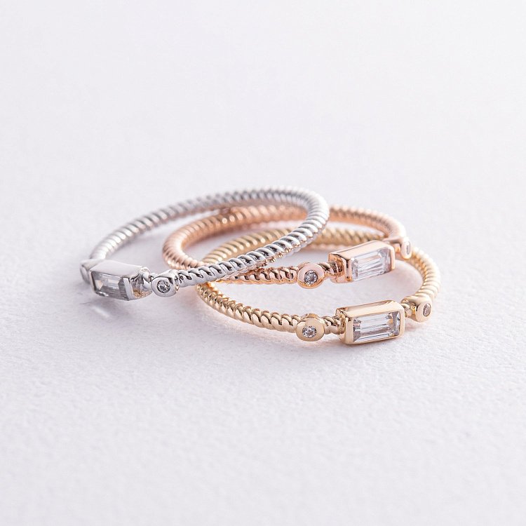 Кольцо "Кайла" в желтом золоте (фианиты) к07399 от ювелирного магазина Оникс - 9