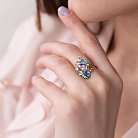 Золотое кольцо (бриллианты, цитрин, топаз голубой, хризолит, аметист) к416 от ювелирного магазина Оникс - 1