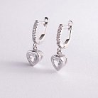 Серебряные серьги "Сердечки" с фианитами 123081 от ювелирного магазина Оникс