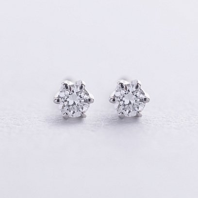 Серьги - пусеты с бриллиантами (белое золото) 331671121 №3