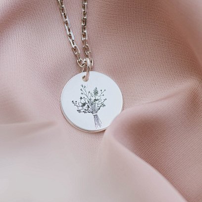 Срібний кулон з гравіюванням "Квіточки" 132724цв №8