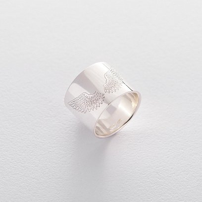 Серебряное кольцо с гравировкой "Крылья" 112143к №4