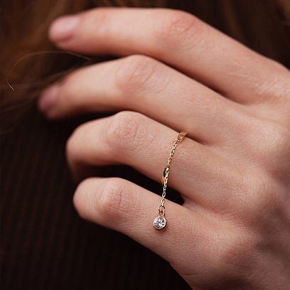 Золота каблучка з підвіскою (фіаніт) к06997 №2