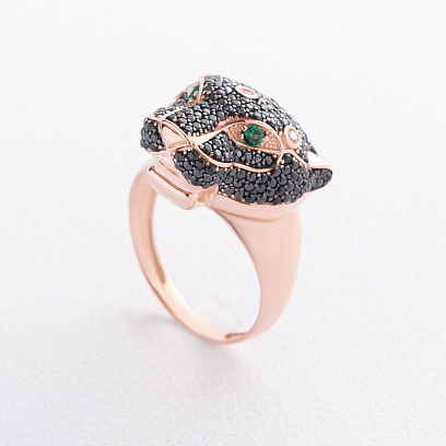 Золота каблучка "Пантера" з фіанітами к08460