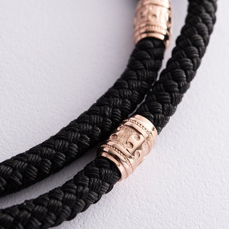 Чоловічий православний хрест "Розп'яття. Спаси та Збережи" з ебенового дерева та золота на шнурі кол02135 від ювелірного магазину Онікс - 6