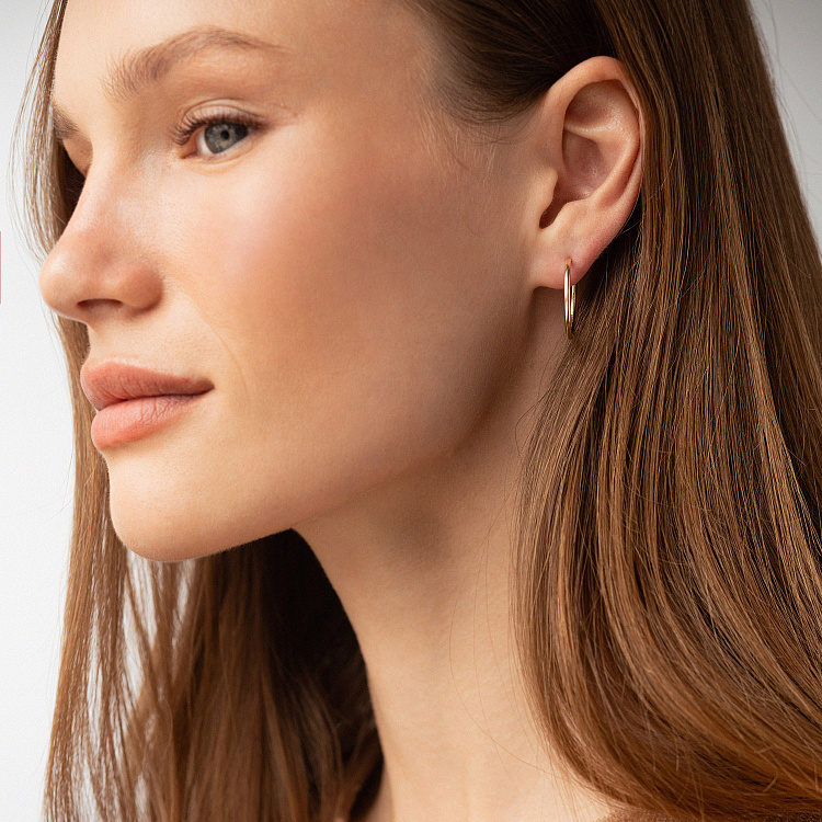 Сережки - кільця в жовтому золоті с09224 від ювелірного магазину Онікс - 3