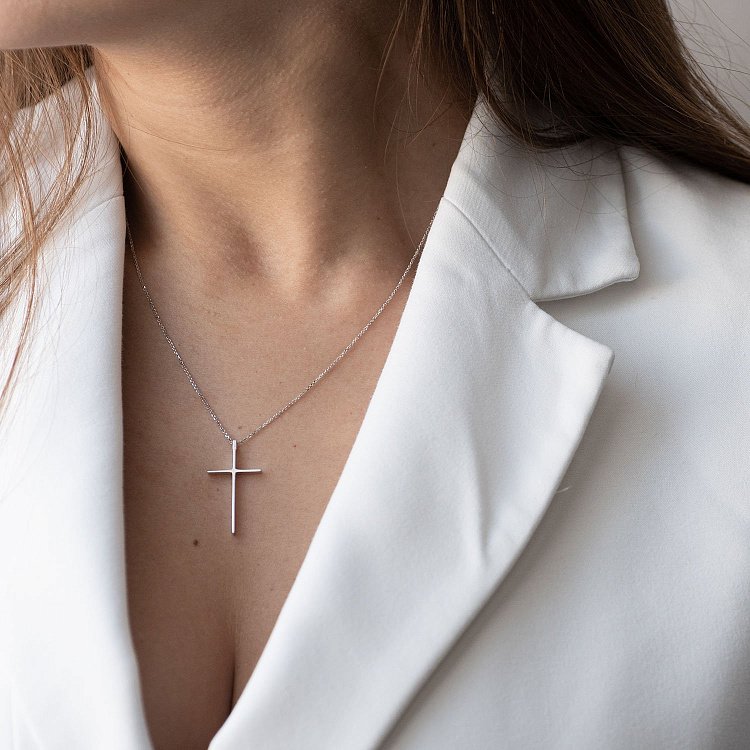 Кольє "Хрестик" в білому золоті кол01707 від ювелірного магазину Онікс - 9
