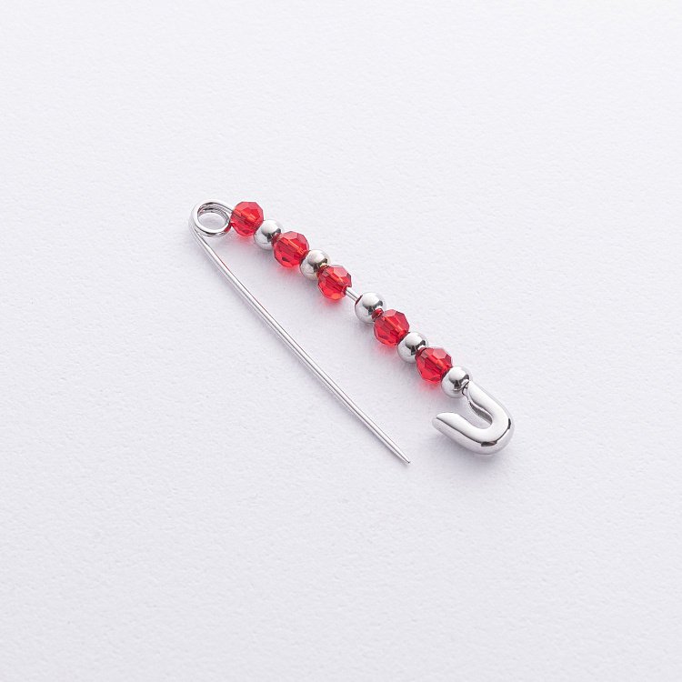 Серебряная булавка с красными камнями 20157 от ювелирного магазина Оникс