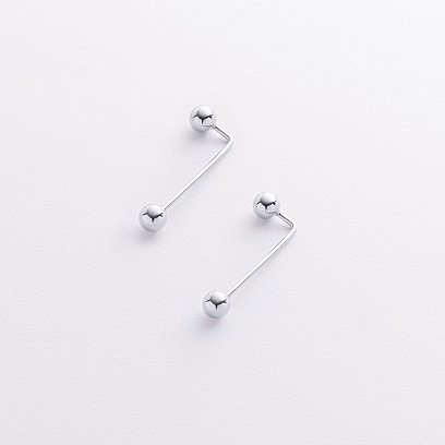 Серьги "Ophelia" с шариками (белое золото) с09417 №3