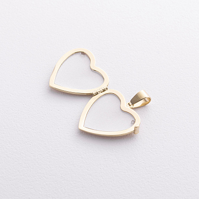 Кулон для фотографії "Серце" у жовтому золоті п04078 №2