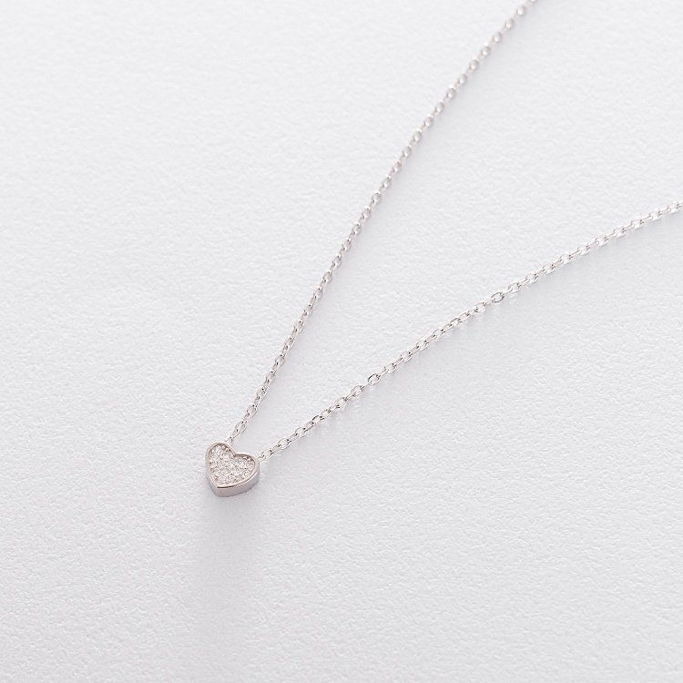 Срібне кольє "Сердечко" (фіаніт) 18838 від ювелірного магазину Онікс