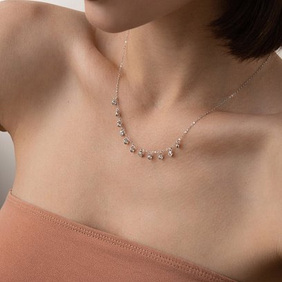 Серебряное колье с фианитами 18566 №3