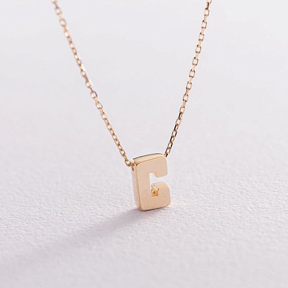 Колье с буквой "С" в желтом золоте кол01164С