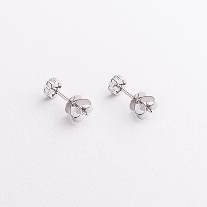 Золотые серьги - пусеты "Цветочки" с бриллиантами сб0669ca №3