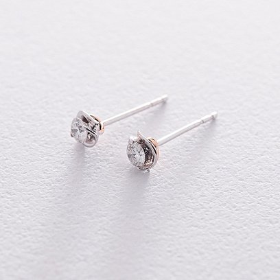 Золотые серьги - пусеты "Цветочки" с бриллиантами сб0305lg №5