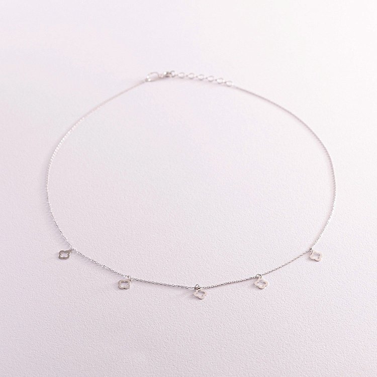 Кольє "Конюшина" в білому золоті кол02173 від ювелірного магазину Онікс